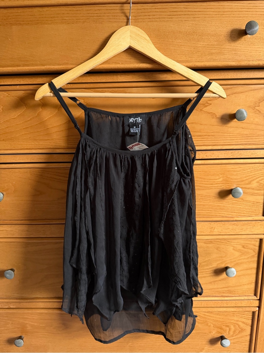 NEW Myth NYC Black Whimsigoth Fairy Grunge Layered Womens Cami Top Size M Y2K